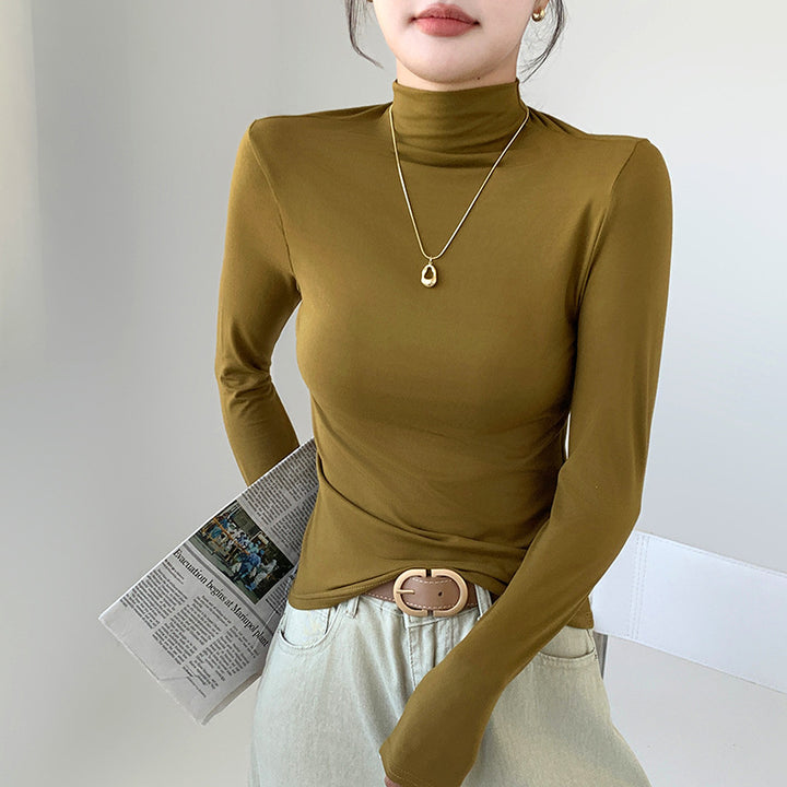 Dame Langærmet Turtleneck-shirt med fin pasform og elastisk materiale Stilla