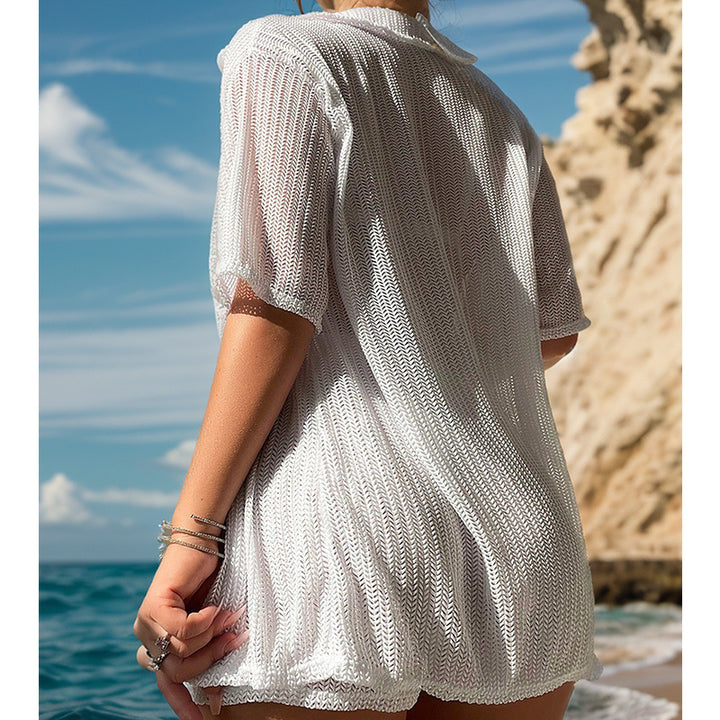 Dame Strandbluse og Shorts Sæt med luftig Strik look Stilla