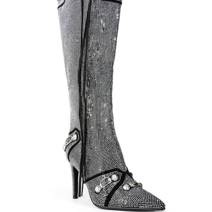 Femme Strass-besatte Stiletto Over-knæ Støvler Stilla
