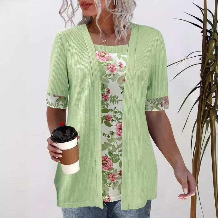 Damer casual cardigan med blomstret for Stilla