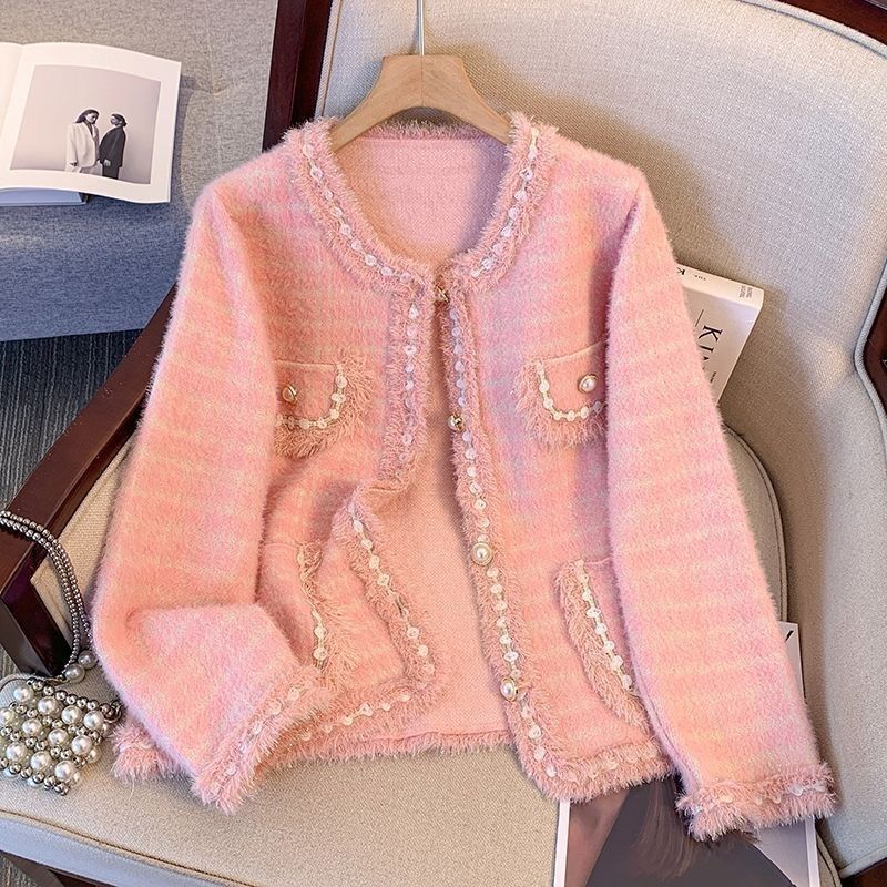 Kvinders hyggelige cardigan med dekorative perler og frynse detaljer Stilla
