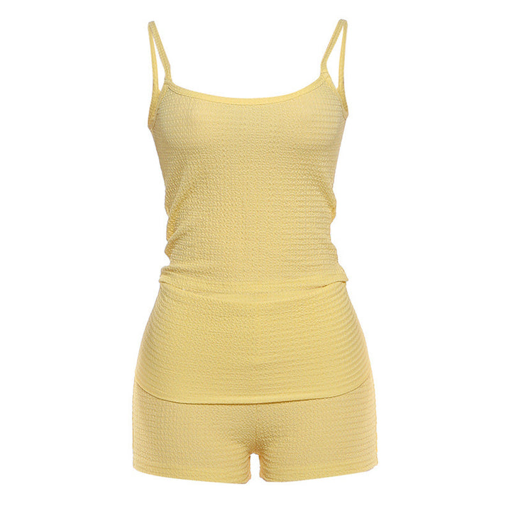 Damen Lässiges Oberteil und Shorts Set mit feinem Strukturdesign Skovae