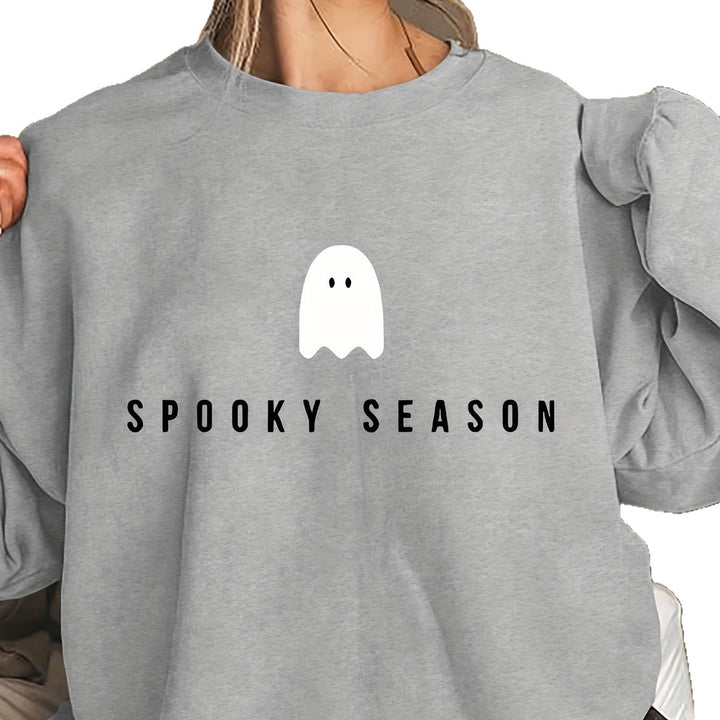 Dame sweatshirt med sjovt spøgelse motiv og bred pasform Stilla
