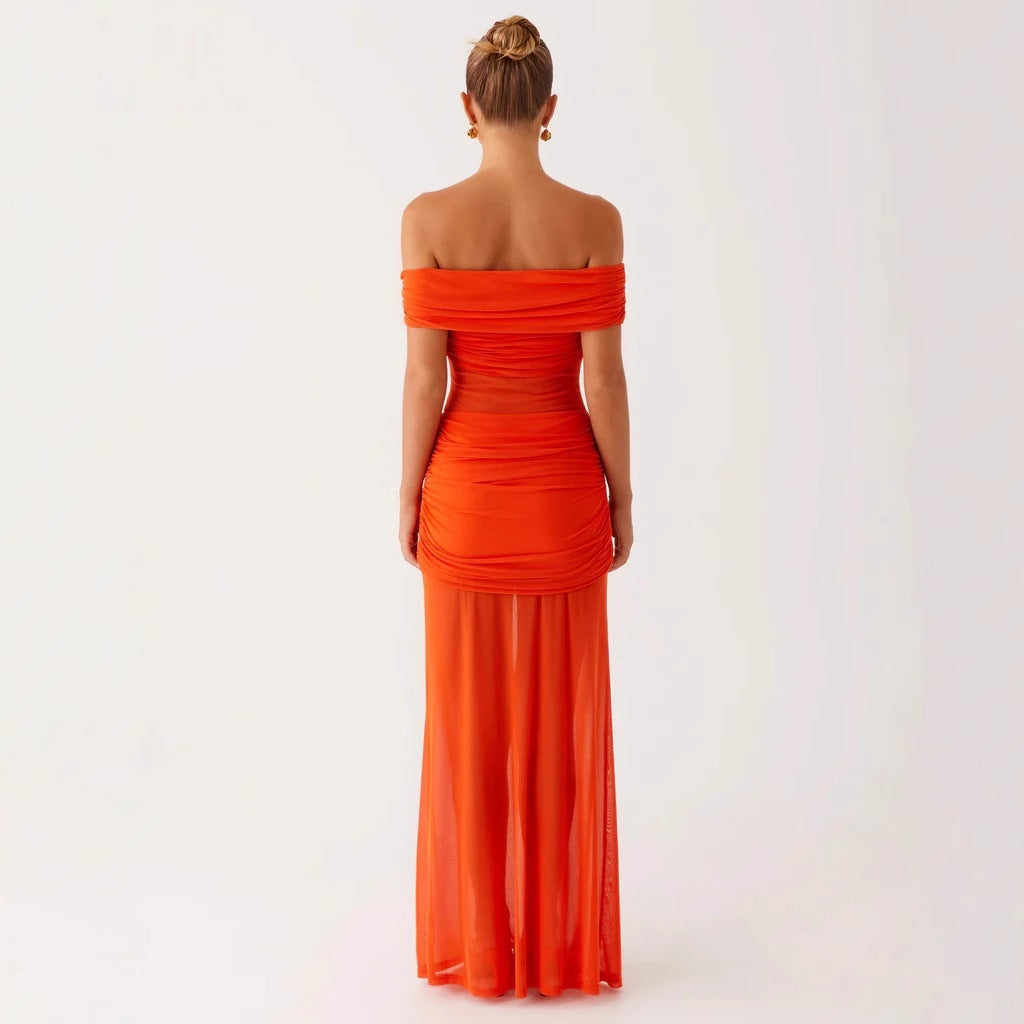 Dame Off-Shoulder Maxikjole med elegant flæse design Stilla