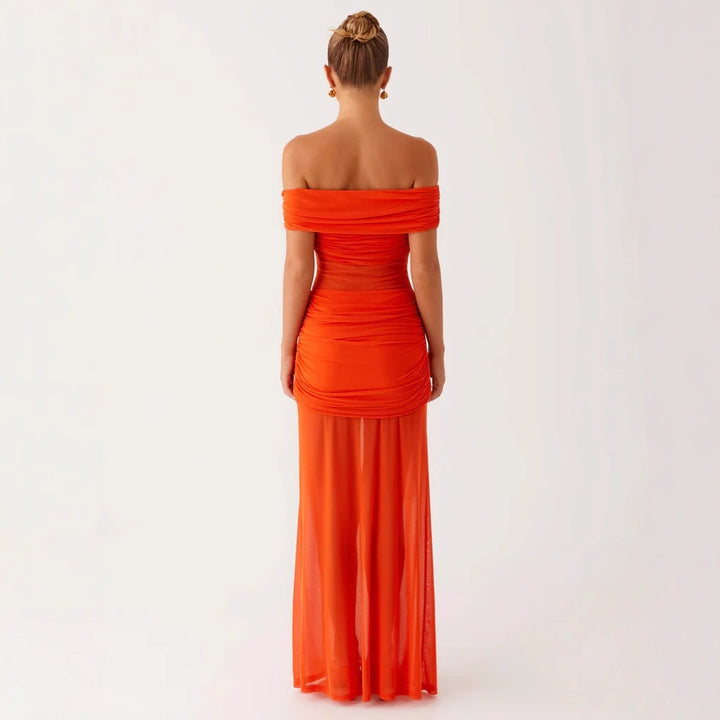 Dame Off-Shoulder Maxikjole med elegant flæse design Stilla