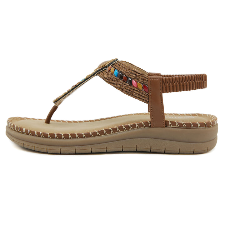 Dame flip-flops med farverige sten detaljer og komfortabel sål Stilla