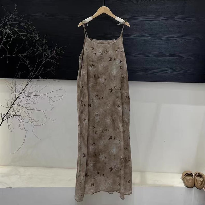 Femme Bohemisk Stil Maxi Kjole med justerbare stropper Stilla