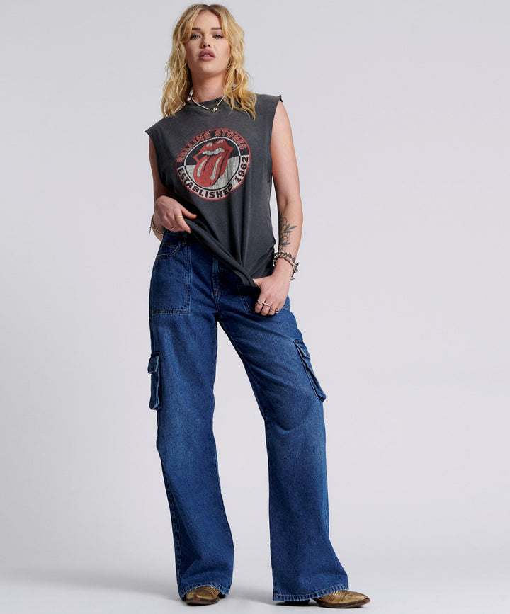 Dame Cargo-Jeans med bred ben og praktiske lommer Stilla