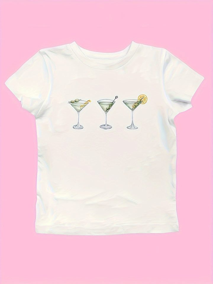 Dame Crop-T-Shirt med animalistisk læbe motiv og iøjnefaldende skrift Skovae