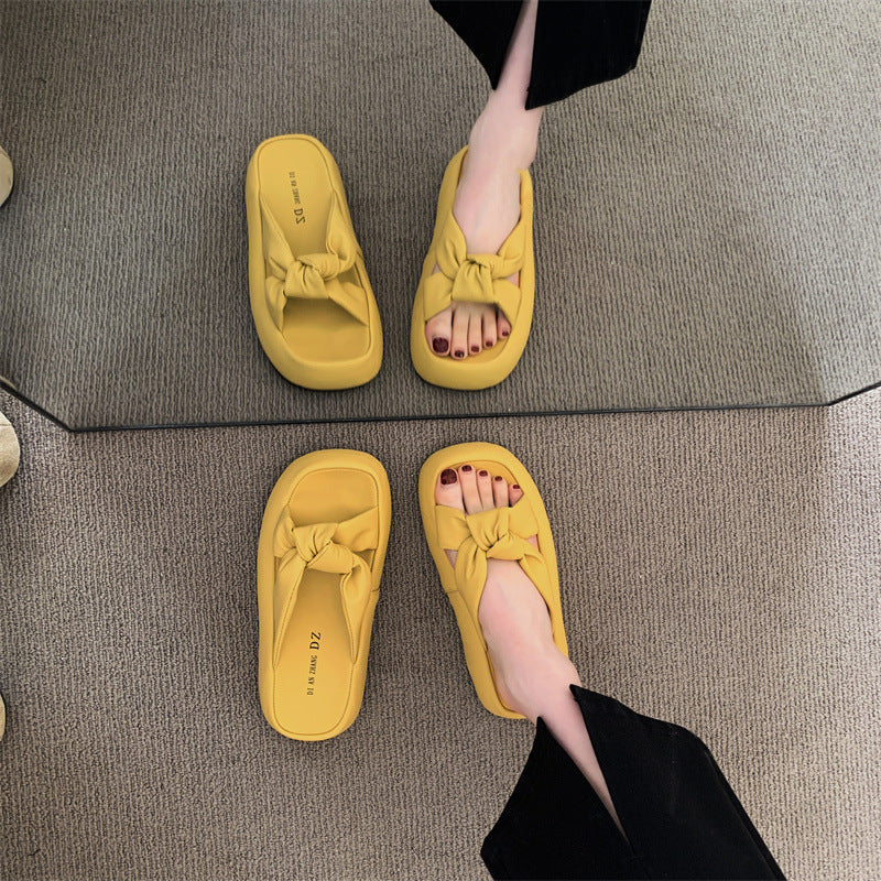 Femme Knoten-detalje Slide Sandaler Stilla