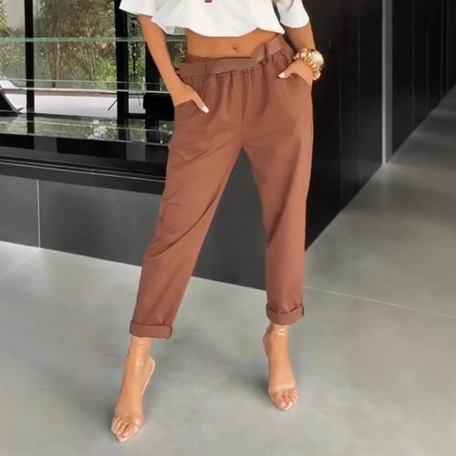 Kvinder moderne chino bukser med elastisk talje og bred ben Stilla