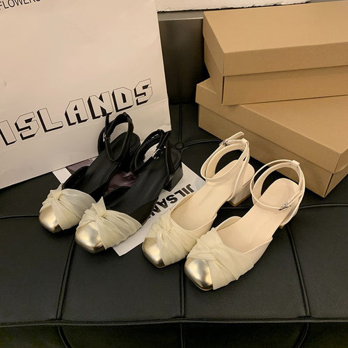 Dame Elegante Slingback Ballerinaer med Knoten Detalje Stilla