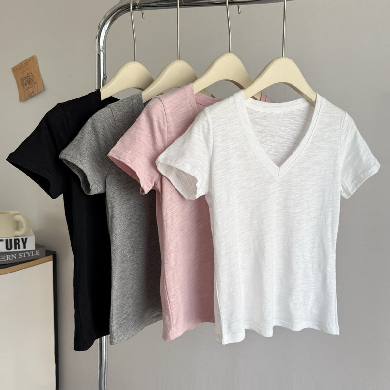Femme Soft V-udskæring Kortærmet T-Shirt Stilla