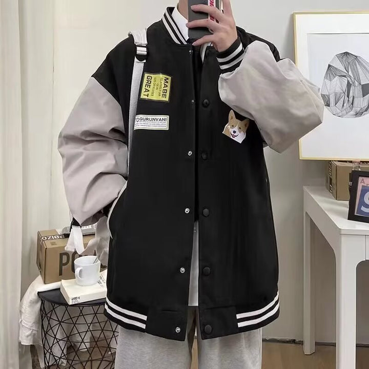 Unisex collegejakke i moderne streetwear-stil med kreative patches Stilla