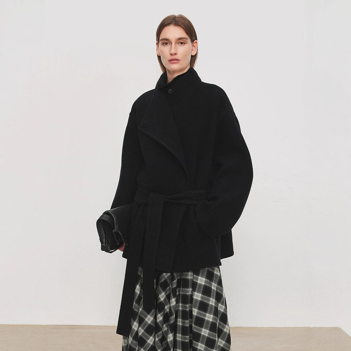 Damer elegant oversized frakke med bindebånd Stilla