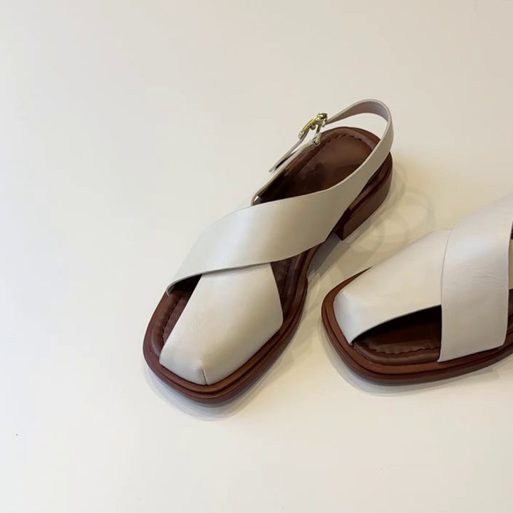 Femme Cross-Strap Læder Sandaler Stilla
