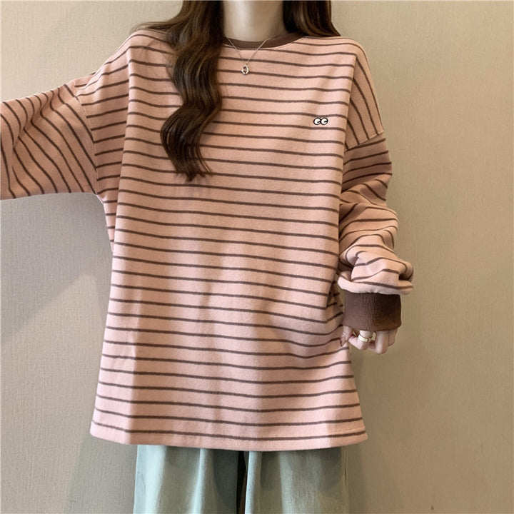Femme Relaxed Stribet Rundhals Sweatshirt Stilla