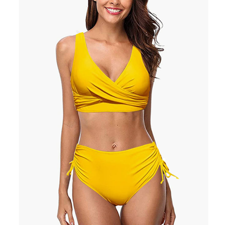 Dame Crop Top Bikini-sæt med raffineret indpakningsdesign og justerbare sider Stilla