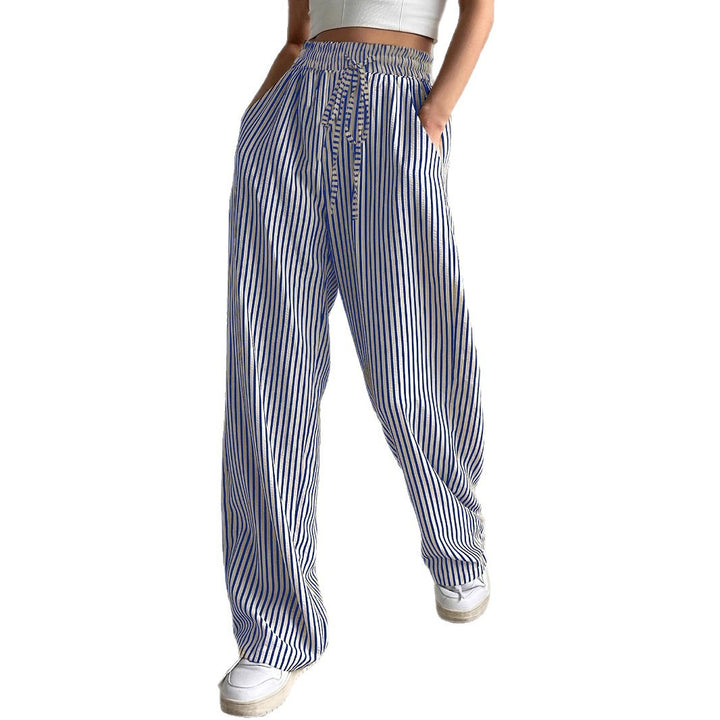 Dame Bred Stribepants med elastisk liv og bæltestropper Stilla