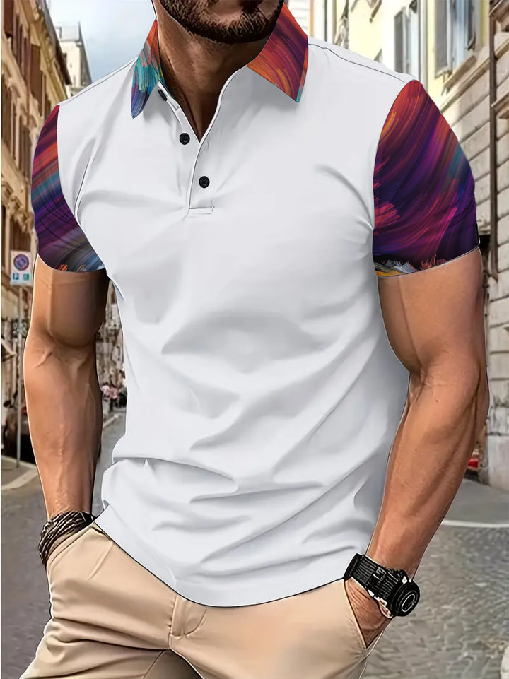 Herre poloshirt med kreativ farveovergang og stilfulde kontraster Stilla
