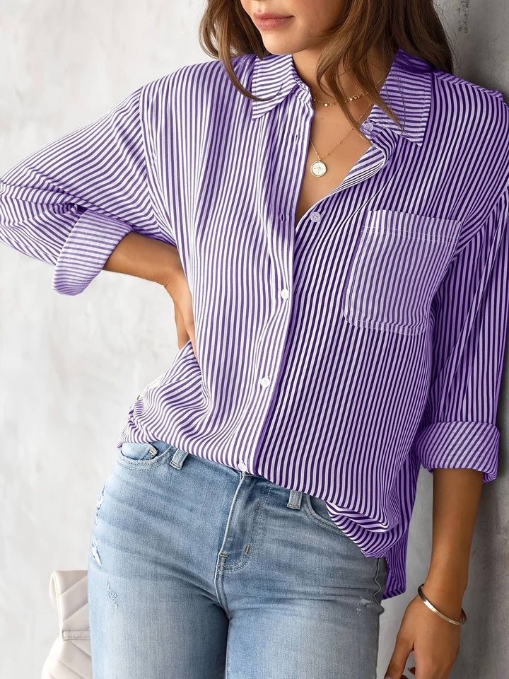 Dame afslappet elegant bluse med striber Stilla
