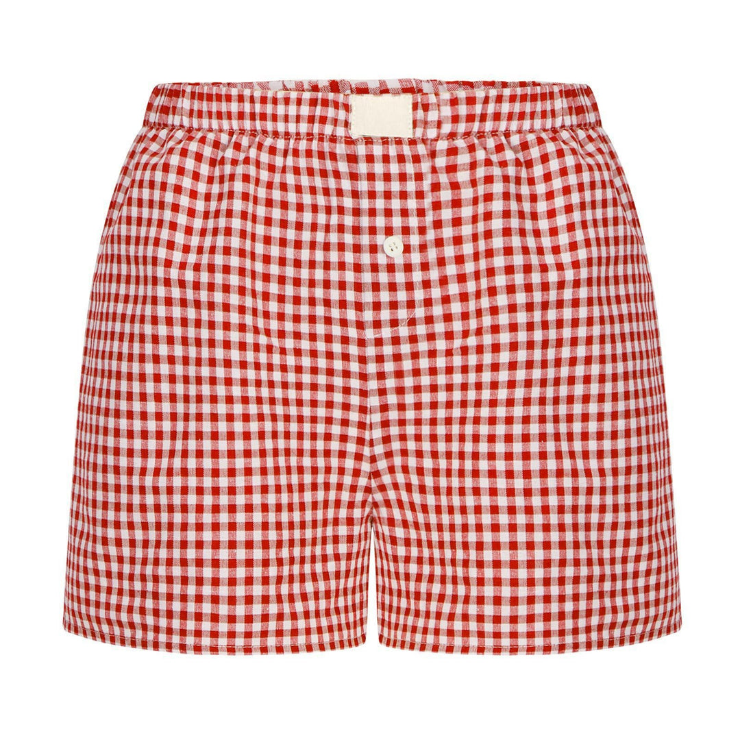 Dame afslappet bomulds kort natbukser med Gingham-mønster Stilla