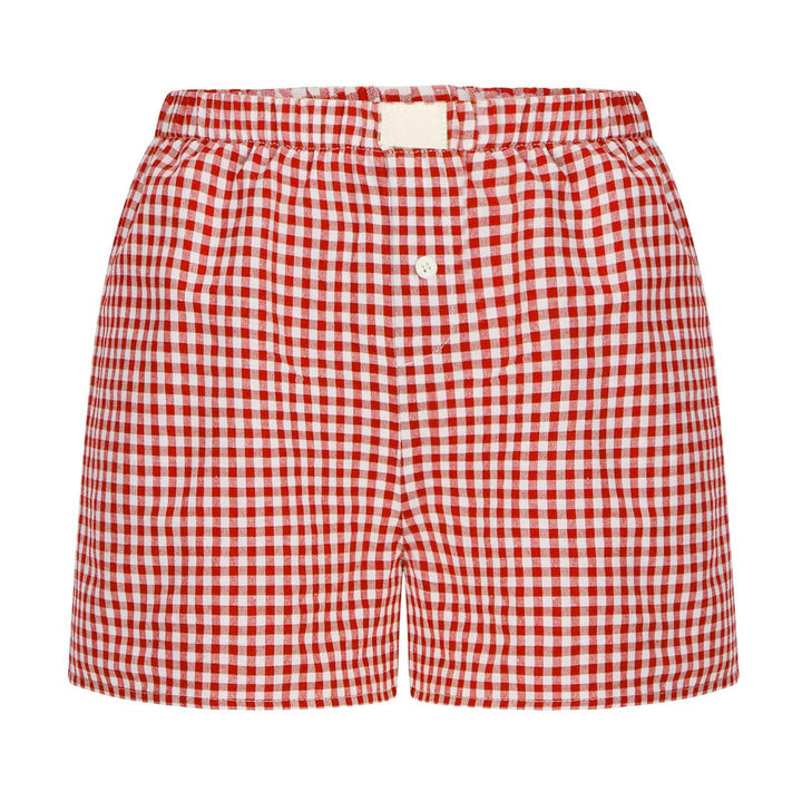 Dame afslappet bomulds kort natbukser med Gingham-mønster Stilla