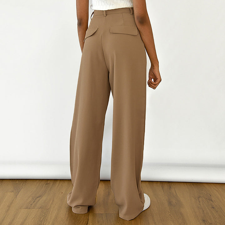Dame bred chinos med høj talje og elegant plissering Stilla
