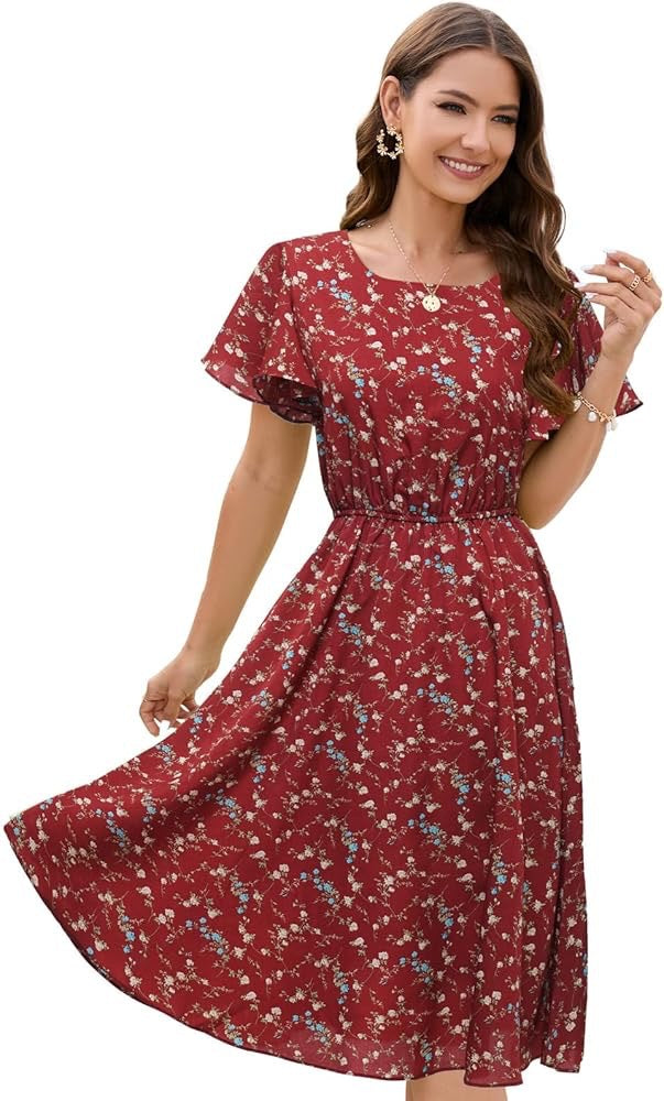 Kvinder Floral Flare Midi Kjole Stilla
