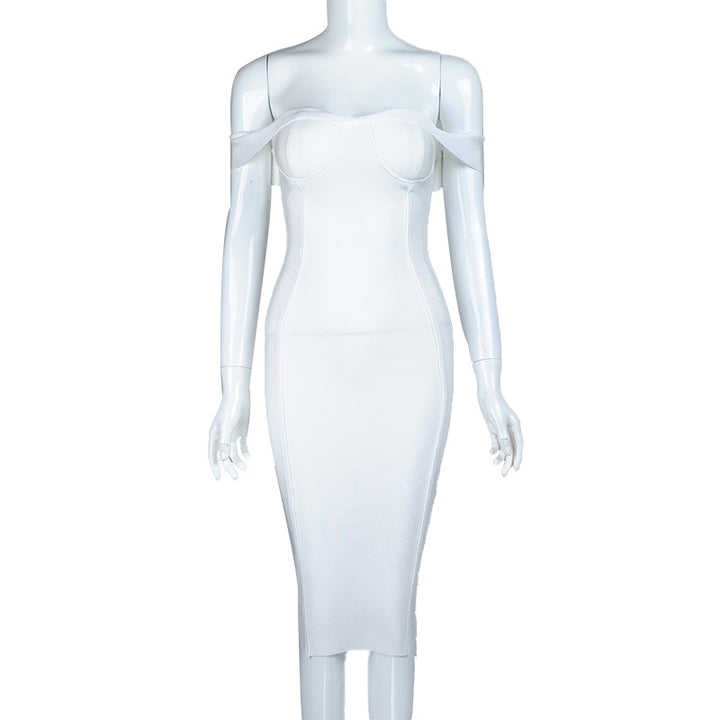 Dame Off-Shoulder Kjole med figursyet Silhuet og elegante Sømme Stilla