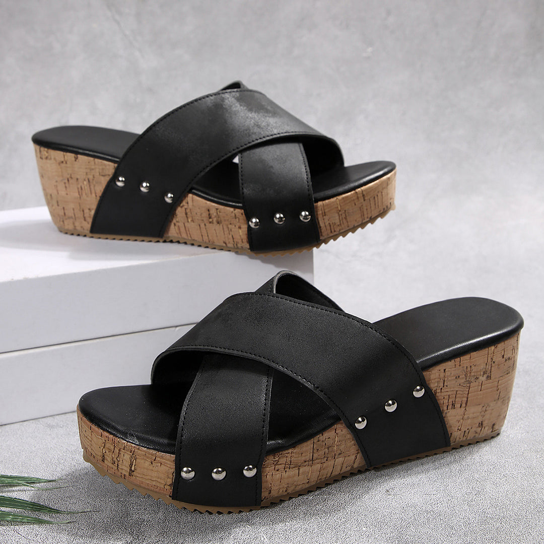 Dame Wedge-sandaler med elastisk overdel og skridsikker sål Stilla