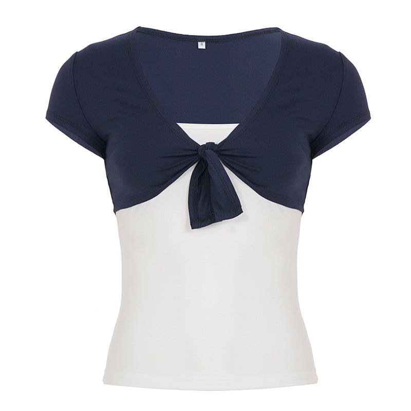 Dame Crop-top med legende knude og ærmeløs design Skovae