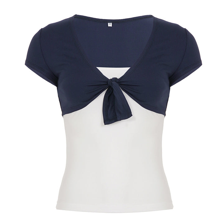 Dame Crop-top med legende knude og ærmeløs design Skovae