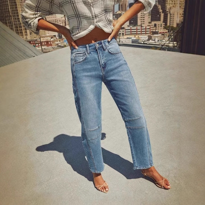 Dame mom jeans med høj talje og unik pasform Skovae