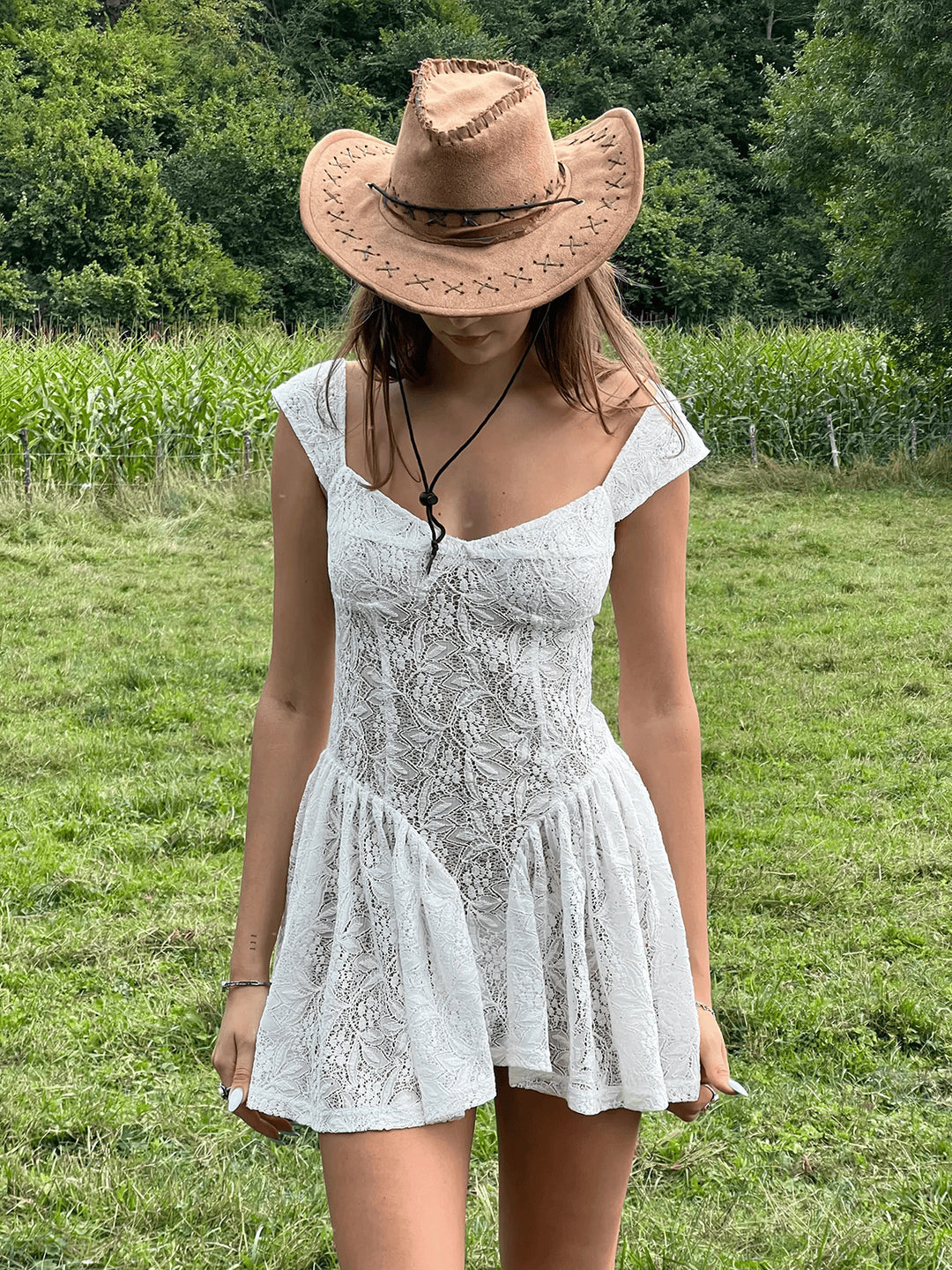 Dame Boho-Chic Spidskjole med flydende Nederdel Stilla