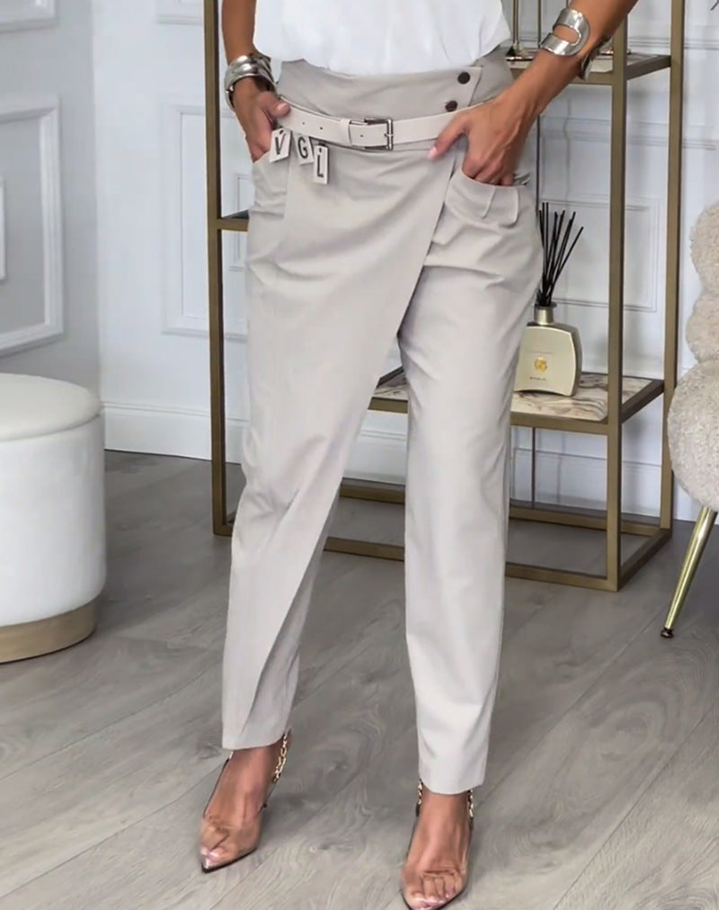 Dame Elegant Højvandsbukser med raffineret Drapering og side Sprække Stilla