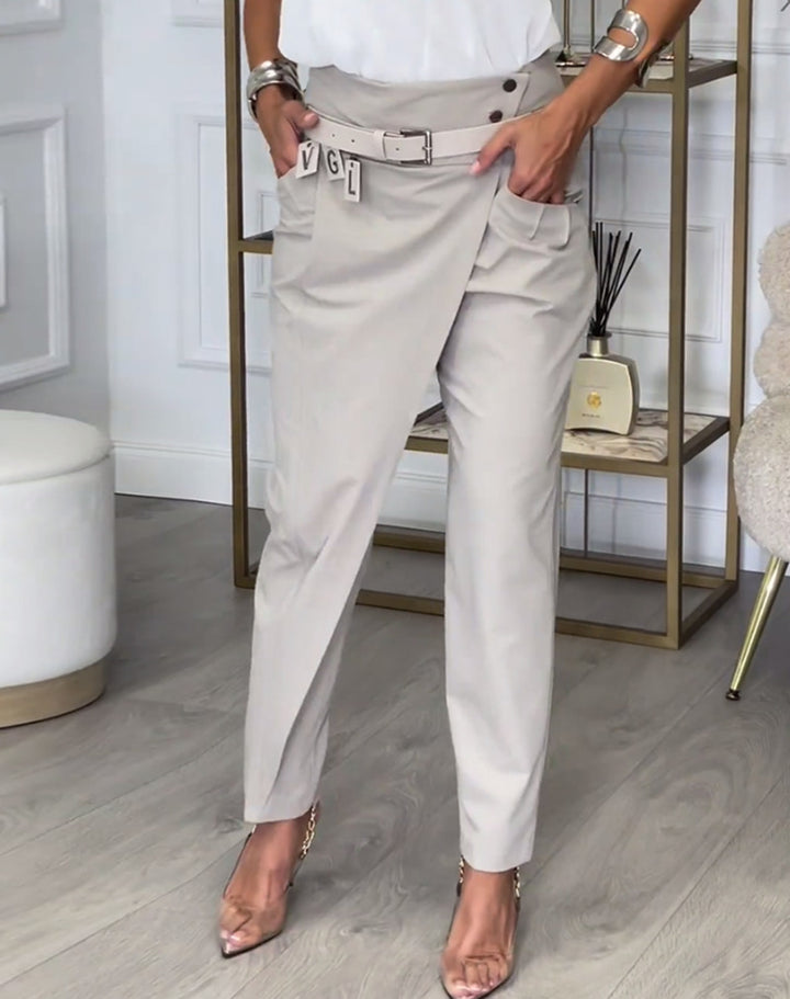 Dame Elegant Højvandsbukser med raffineret Drapering og side Sprække Stilla