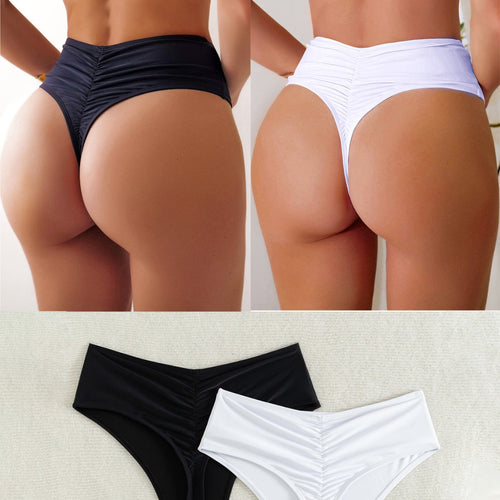 Damer højtaljede bikini-bukser med elegant flæse-design Skovae