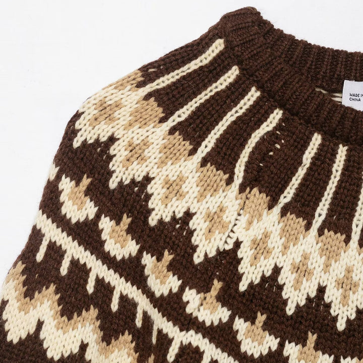 Kvinders strikket sweater med norsk mønster og dropped skuldre Stilla