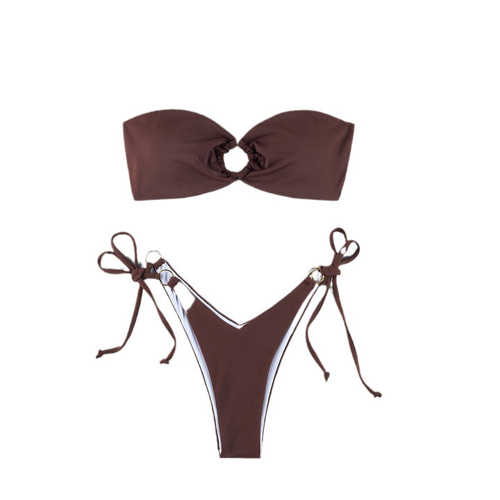 Damer Uden Skulderstropper Ring Detalje Bikini Sæt Stilla