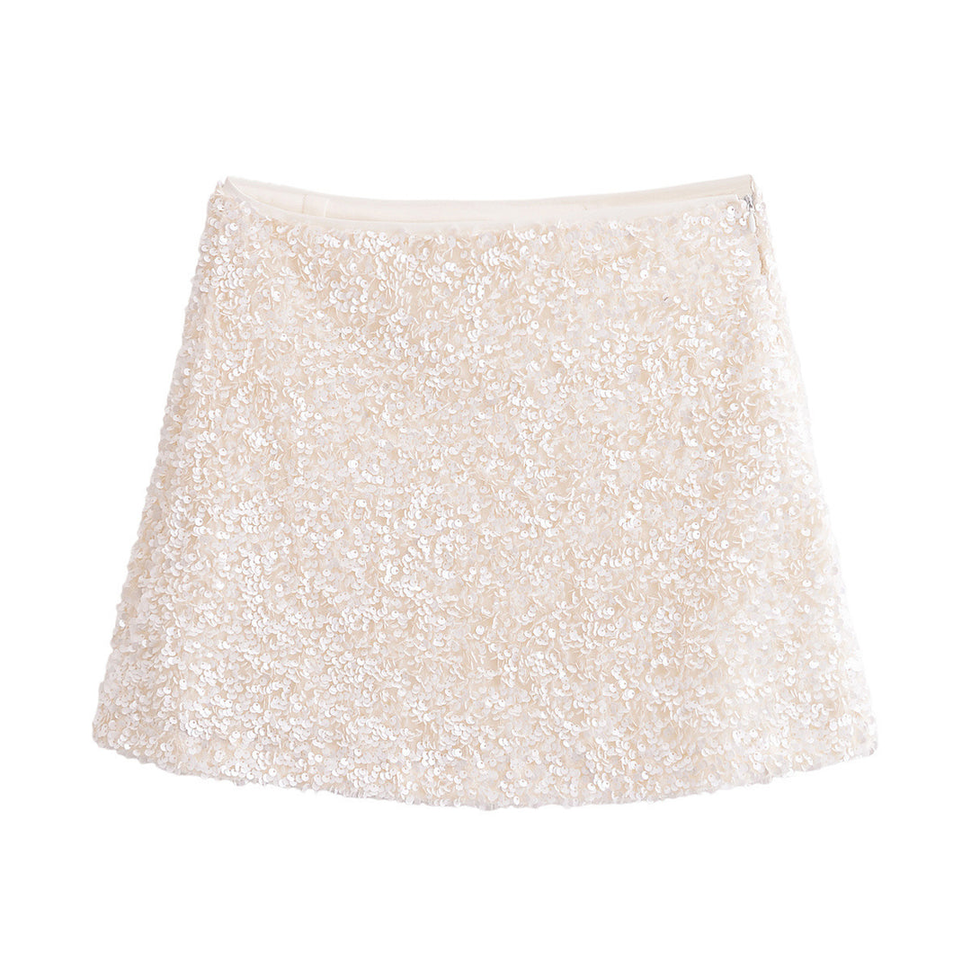Femme Pailletter Blomster Mini Skørt Stilla