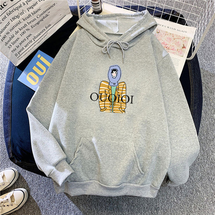Dame hoodie med unikt cartoon design Skovae