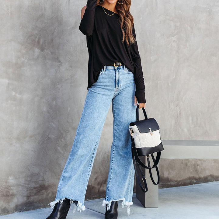 Damer Casual Oversized Pullover med Cut-Out-Ærmer Stilla