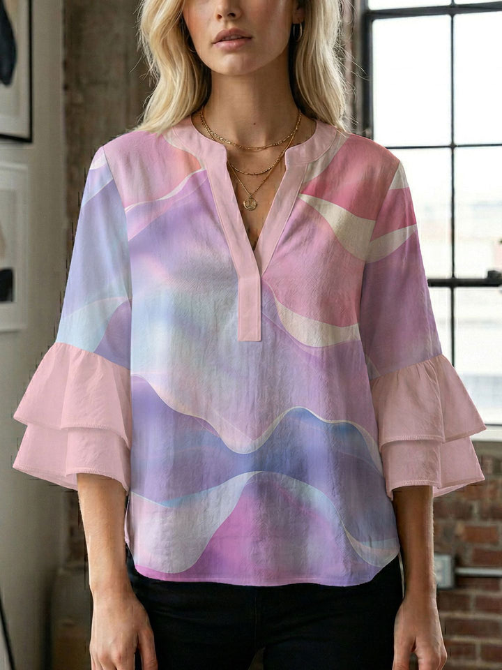 Damebluse med smukt blomstermotiv Skovae