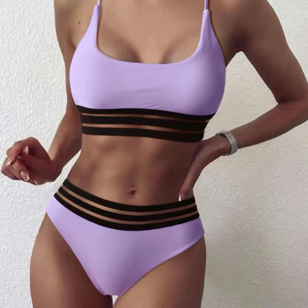 Dame Bikini-sæt med stilfulde stripe-detaljer og høj talje Stilla