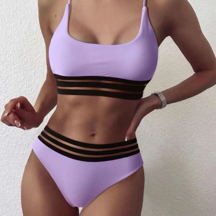 Dame Bikini-sæt med stilfulde stripe-detaljer og høj talje Stilla