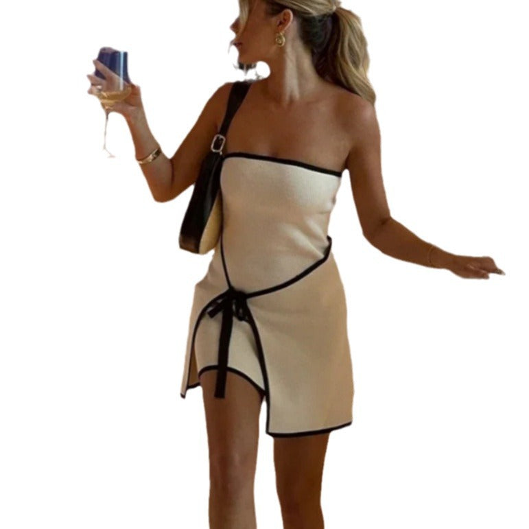 Dame Bandeau Kjole med asymmetrisk Søm og elegante Rynkedetaljer Stilla