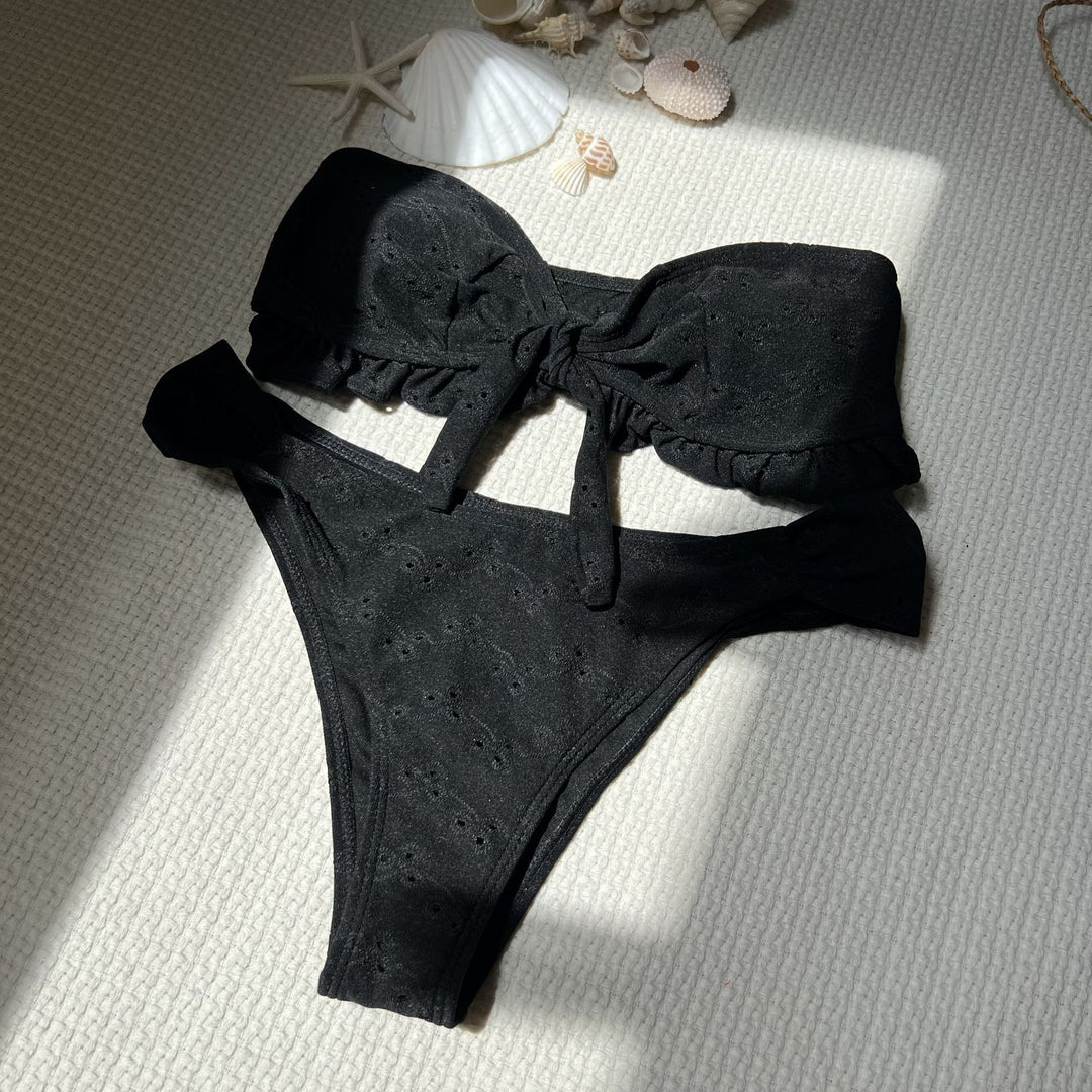 Dame bikini sæt med legende volangdesign og bundet top Stilla