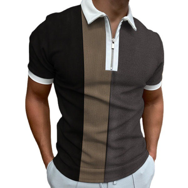 Herren farveblok zip-up polo shirt Stilla