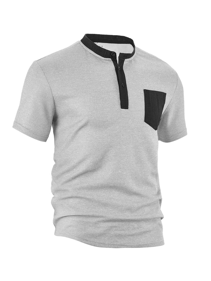 Herrer modigt Henley-shirt med struktureret design og brystlomme Stilla